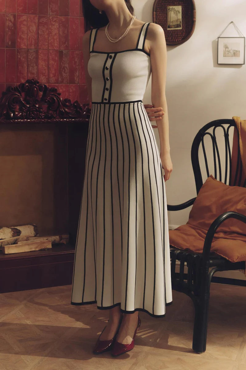 Pag Örgü Askılı Midi Elbise