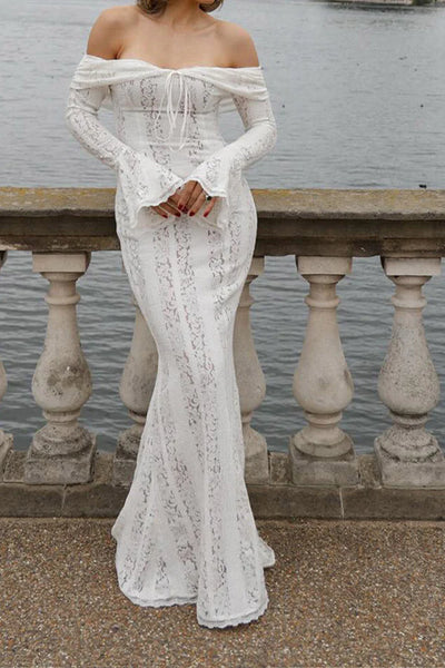 Dantel Alevli Kol Off-Shoulder Elbise