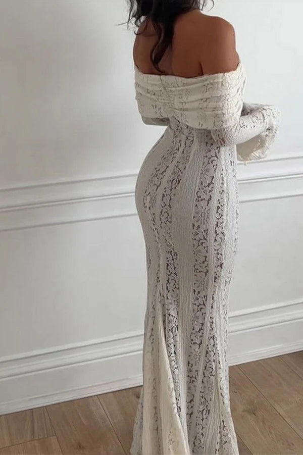 Dantel Alevli Kol Off-Shoulder Elbise