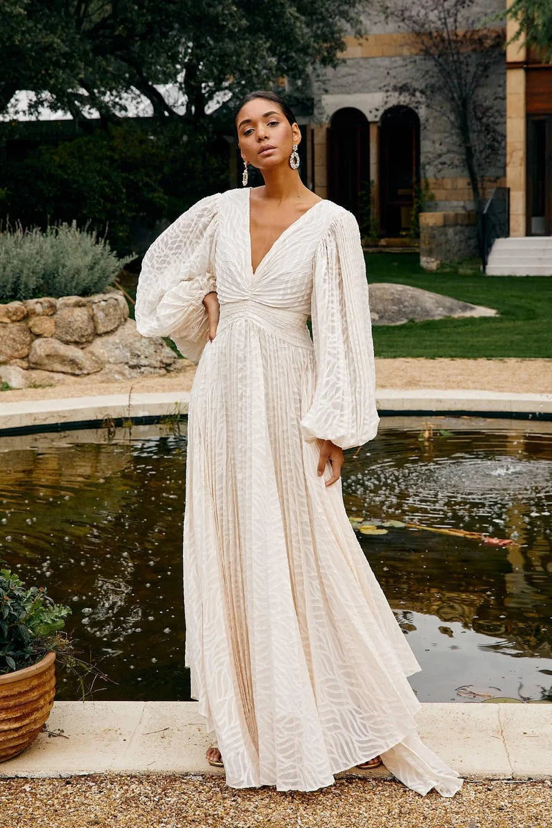 Allegory Elsa Krem Uzun Elbise