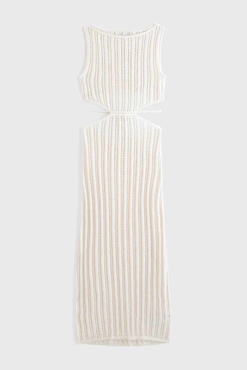 Kroşe Tarzı Kesik Maxi Elbise