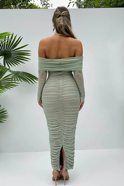 File Raglan Kollu Slim Fit Kalem Elbise