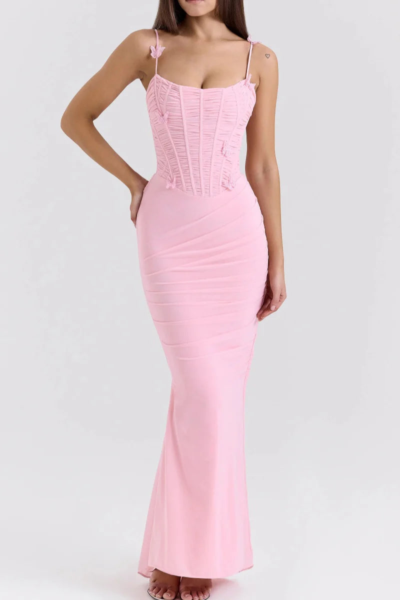 Romola Aplikeli Uzun Elbise