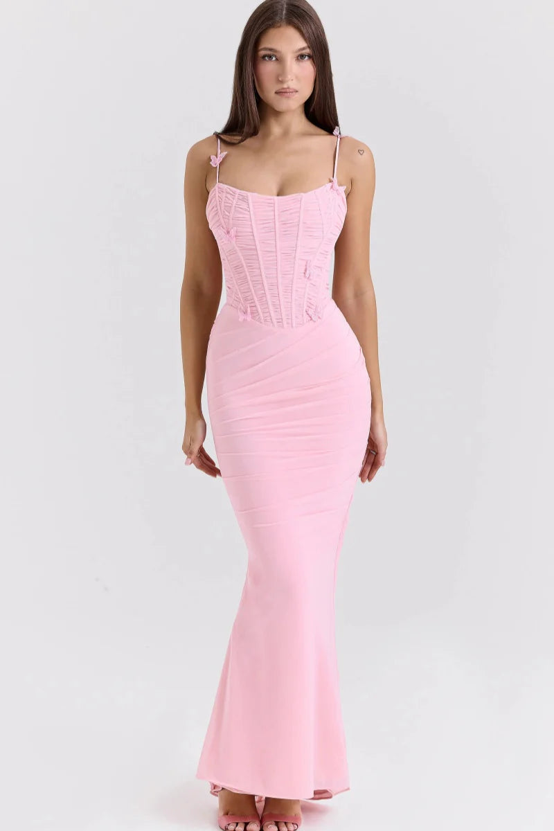 Romola Aplikeli Uzun Elbise