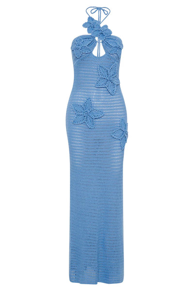 Beverly Floral Aplike Tığ İşi Uzun Elbise