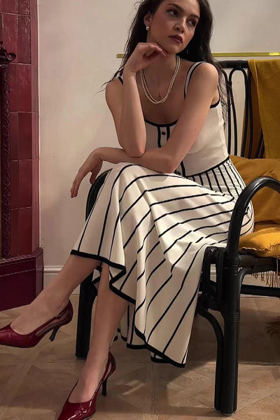 Pag Örgü Askılı Midi Elbise