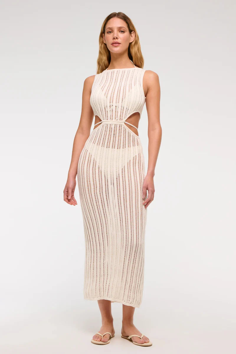 Kroşe Tarzı Kesik Maxi Elbise