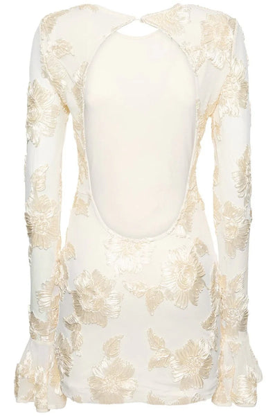 Aurora İşlemeli Sırtı Açık File Mini Elbise