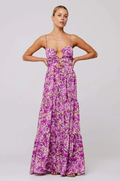 Beverly Baskılı Kesikli Uzun Elbise