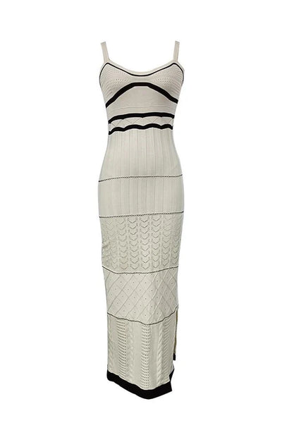 Esther Knit Hollow Out Uzun Yırtmaçlı Elbise