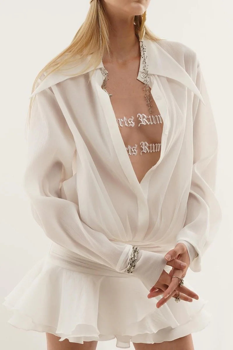 Felicia Şifon Mini Gömlek Elbise