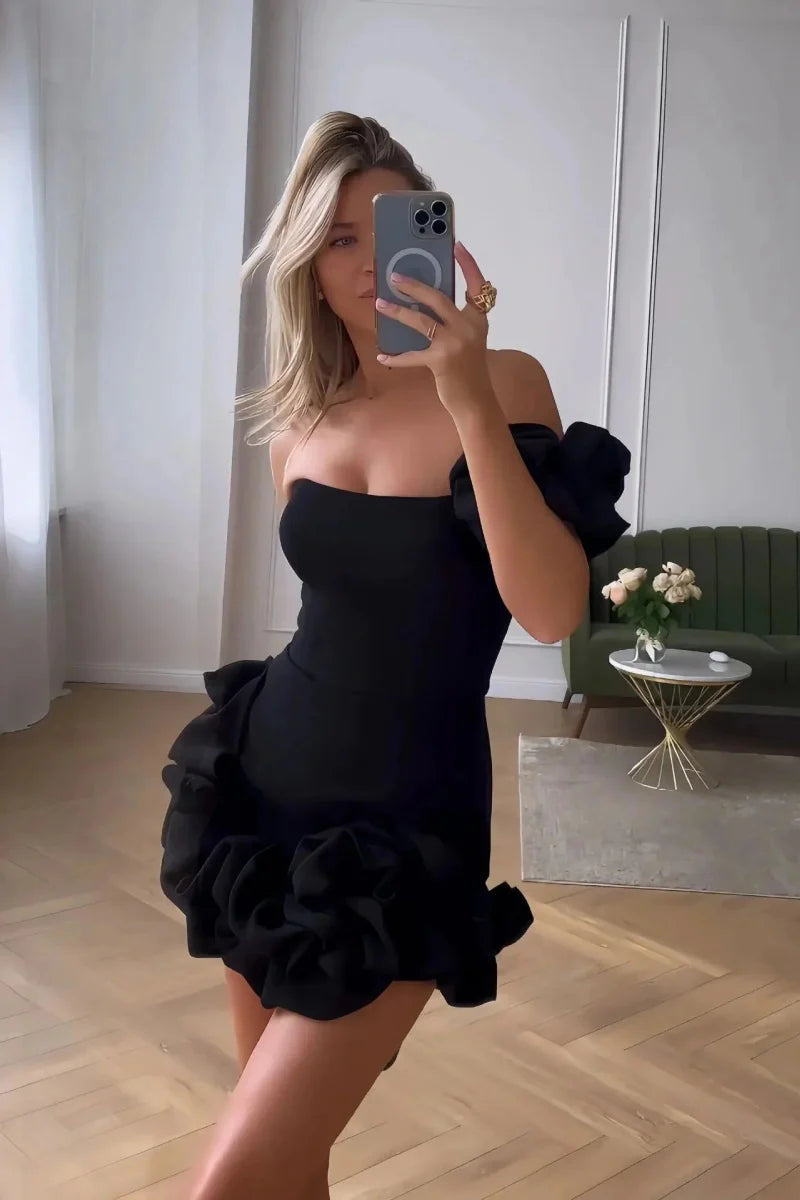 Laila Şık Omuz Açık Mini Elbise