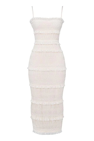 Orkide Plisse Trimli Slip Uzun Elbise